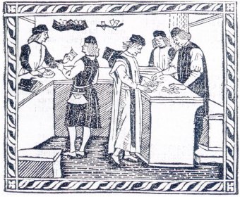 Woodcut of Bankers